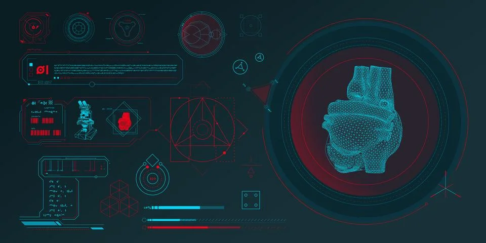 Vector data elements for sci-fi interface infographics. Illustrazione stock