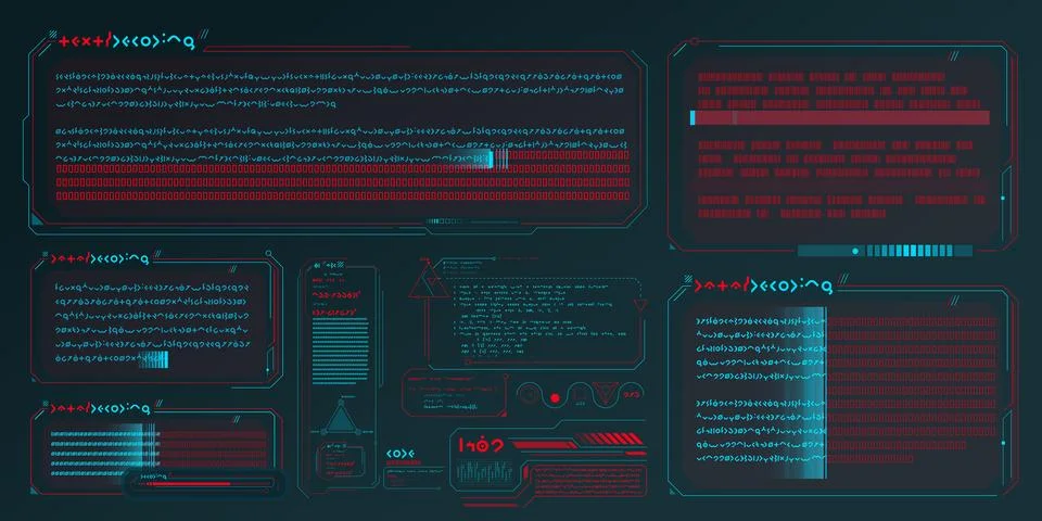 Vector data elements for sci-fi interface infographics. 库存插图