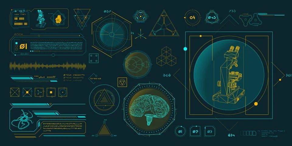 Vector data elements for sci-fi interface infographics. 스톡 일러스트