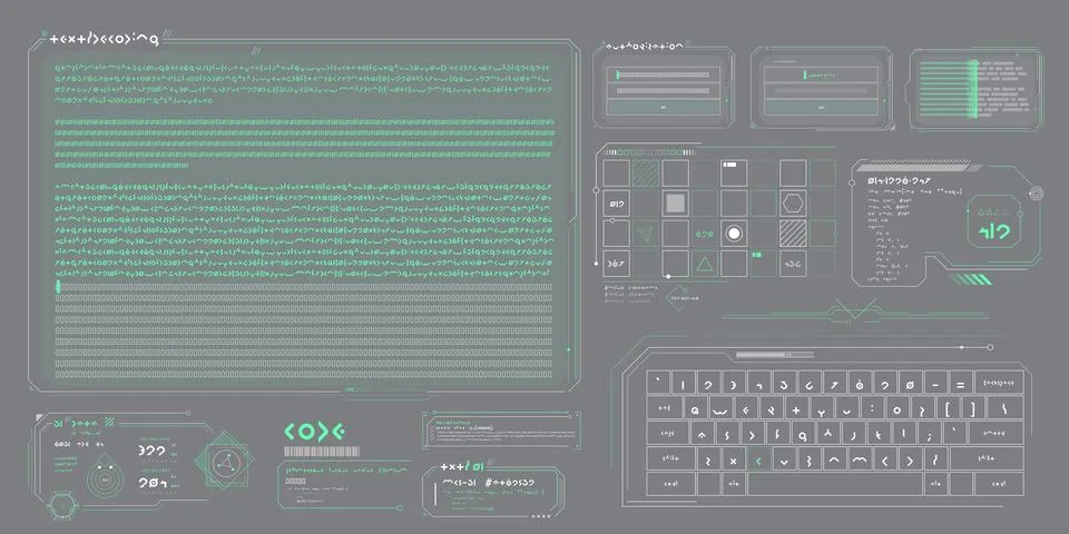 Vector data elements for sci-fi interface infographics. Illustrazione stock
