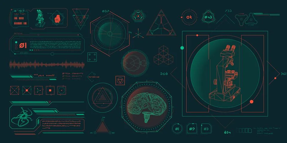 Vector data elements for sci-fi interface infographics. Stock Illustration