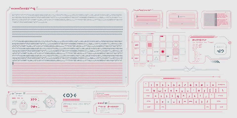 Vector data elements for sci-fi interface infographics. Illustrazione stock