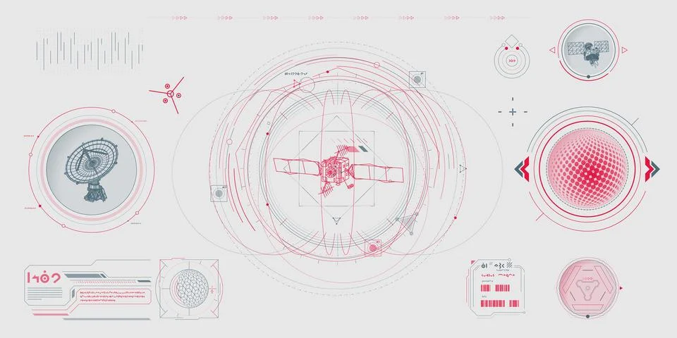 Vector data elements for sci-fi interface infographics. Stock Illustration
