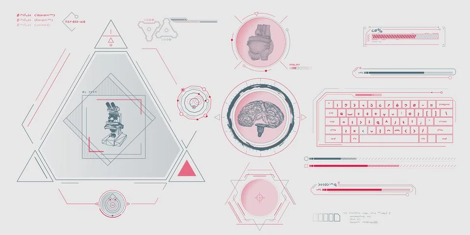 Vector data elements for sci-fi interface infographics. Stock Illustration
