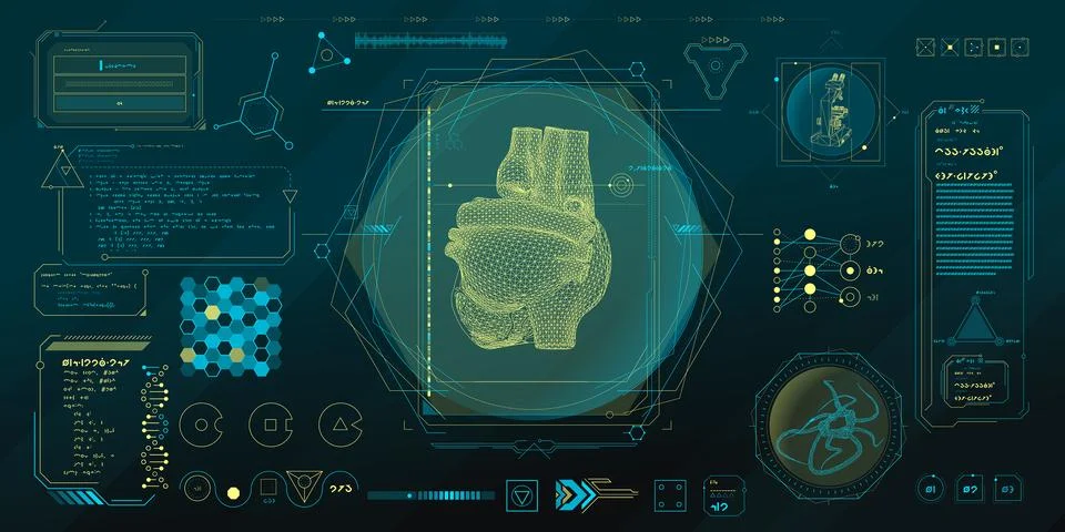 Vector data elements for sci-fi interface infographics. 库存插图