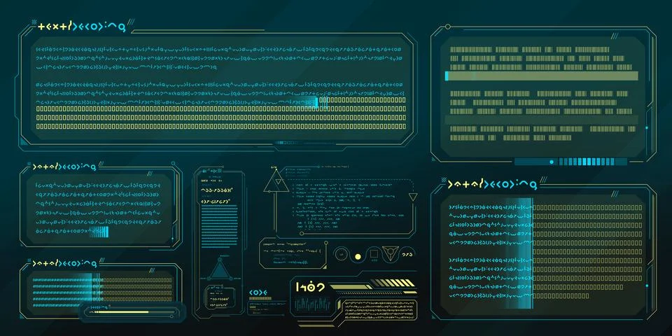 Vector data elements for sci-fi interface infographics. Stock Illustration