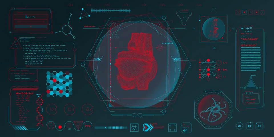 Vector data elements for sci-fi interface infographics. 库存插图