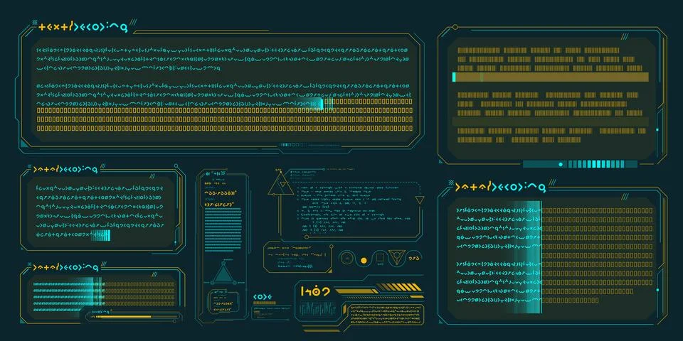 Vector data elements for sci-fi interface infographics. Illustrazione stock
