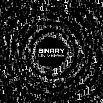 Vector data flow visualization. Grayscale big data flow as binary numbers str Stock Illustration