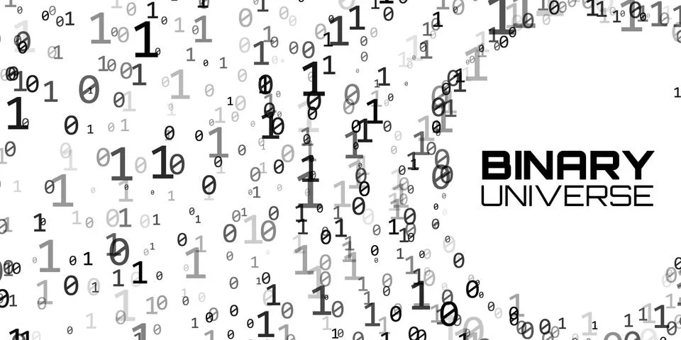 Vector data flow visualization. Grayscale big data flow as binary numbers str Stock Illustration