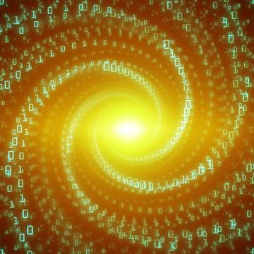 Vector data flow visualization. Green big data flow as binary numbers strings Stock Illustration