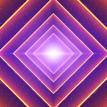 Vector data flow visualization. Square glowing tunnel of colorful big data fl Stockillustratie