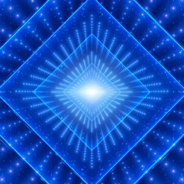 Vector data flow visualization. Square glowing tunnel of blue big data flow a Stockillustratie