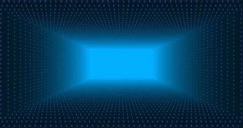 Vector data flow visualization. Triangle tunnel of blue big data flow as bina Stockillustratie