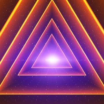 Vector data flow visualization. Triangle glowing tunnel of colorful big data  Stockillustratie