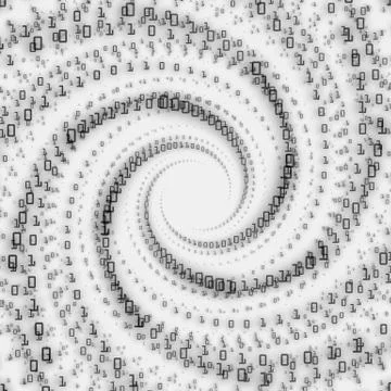 Vector data flow visualization.Grayscale big data flow as binary numbers stri Stock Illustration
