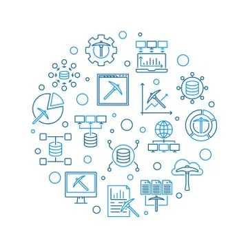 Vector Data Mining concept round blue line illustration Stockillustratie