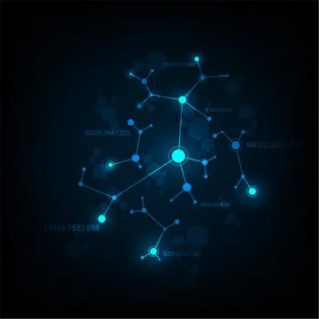 Vector data network design on a dark blue background. Stock Illustration