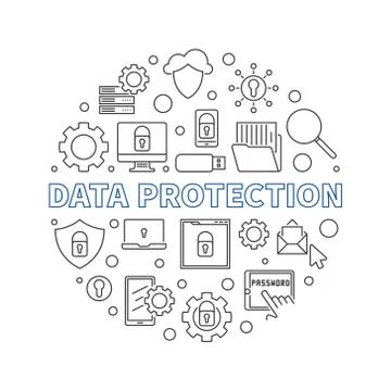 Vector Data Protection circular concept line illustration Stockillustratie