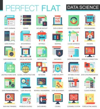 Vector Data science complex flat icon concept. Web infographic icons design. Stock Illustration