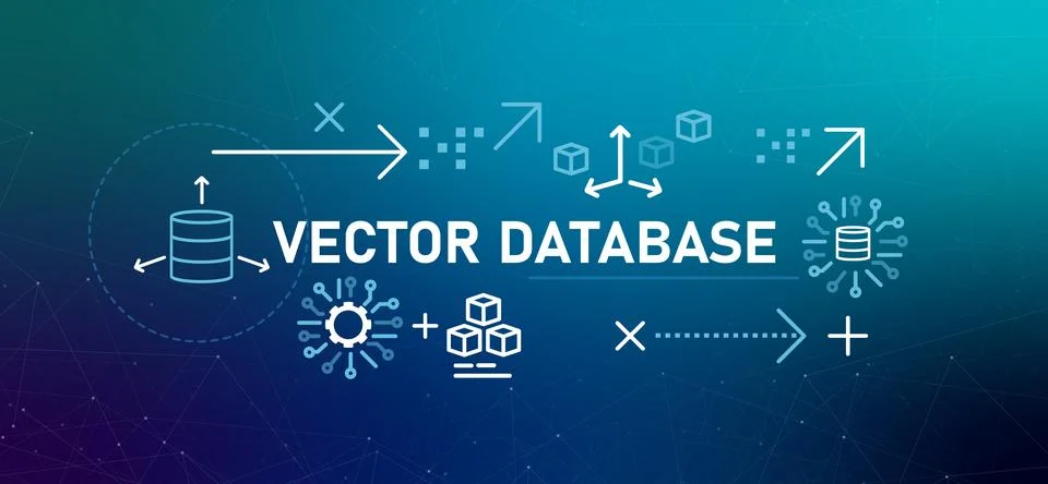 Vector Database graphic banner illustration interconnected cubes with Stock Illustration