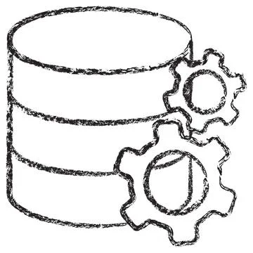 Vector database management and processing icon Illustrazione stock