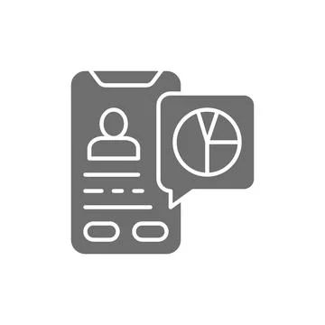 Vector database, presentation on smartphone grey icon. Stock Illustration