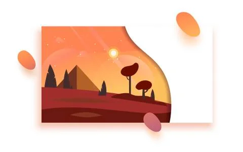 Vector day environment with sky clouds. Day landscape Stock Illustration