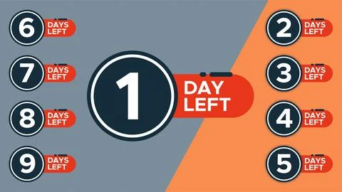 Vector of Days Left. Perfect for countdown party, event Ilustración de archivo