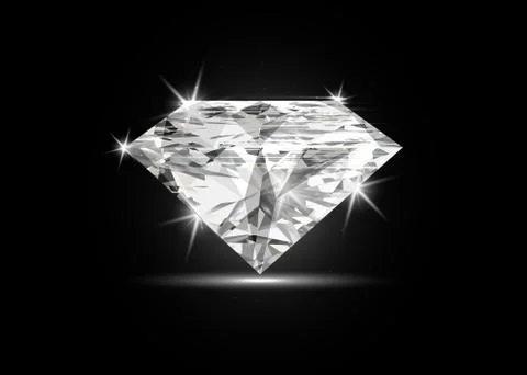 Vector dazzling diamond on black shining background. concept gem design Ilustración de archivo