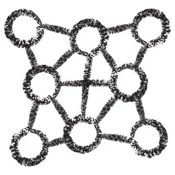 Vector decentralized network icon with interconnected nodes Illustrazione stock