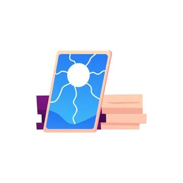 Vector deck of Tarot cards with an image of the sun on a white background. Stock Illustration