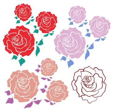 Vector decor elements - flower roses in trend colors 2018 Stock Illustration