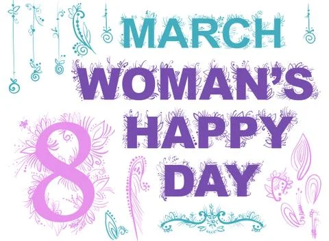 Vector decor elements - set elements woman's day 스톡 일러스트