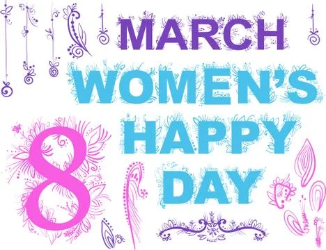 Vector decor elements - set elements women's day Stock Illustration