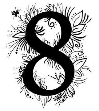 Vector decor floral numeral eight Stock Illustration
