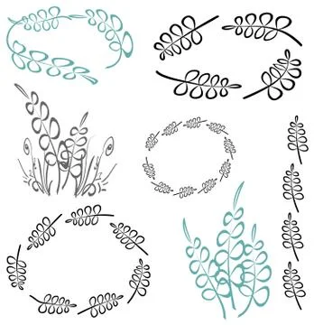 Vector decor leaf and frame Stock Illustration