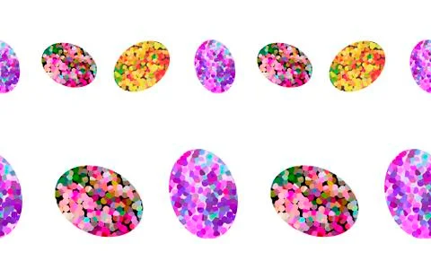 Vector decor seamless pattern set of Mosaic colorful Easter eggs bordure isol Stock Illustration