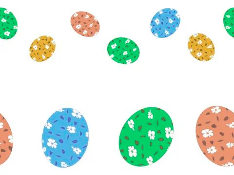 Vector decor seamless pattern set of colorful Easter eggs bordure isolated on Ilustración de archivo