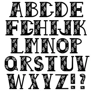 Vector decorated alphabet on a white background. Isolated letters, vector Stock Illustration