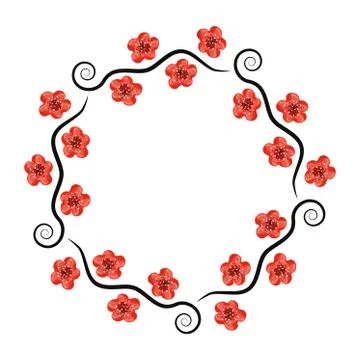 Vector decoration pattern of cherry branches with blossom Stock Illustration