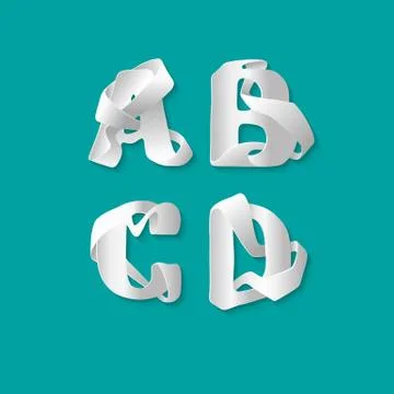Vector decorative 3d alphabet isolated set of uppercase letters. White elegant Stock Illustration