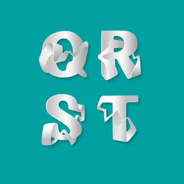 Vector decorative 3d alphabet isolated set of uppercase letters. White elegant Stock Illustration