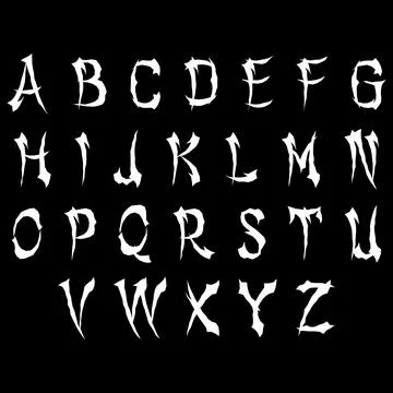 Vector decorative alphabet on black background. Stock Illustration