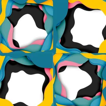 Vector decorative background. Abstract web template with cut out 3d paper 스톡 일러스트