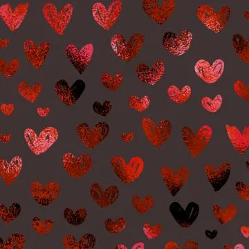 Vector decorative background. foil surface. Red hearts with metal surface Stockillustratie