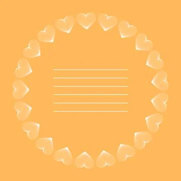 Vector decorative cute frame of white hearts on a bright background. Stock Illustration