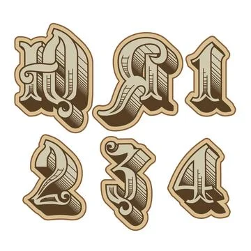 Vector decorative cyrillic font Stock Illustration