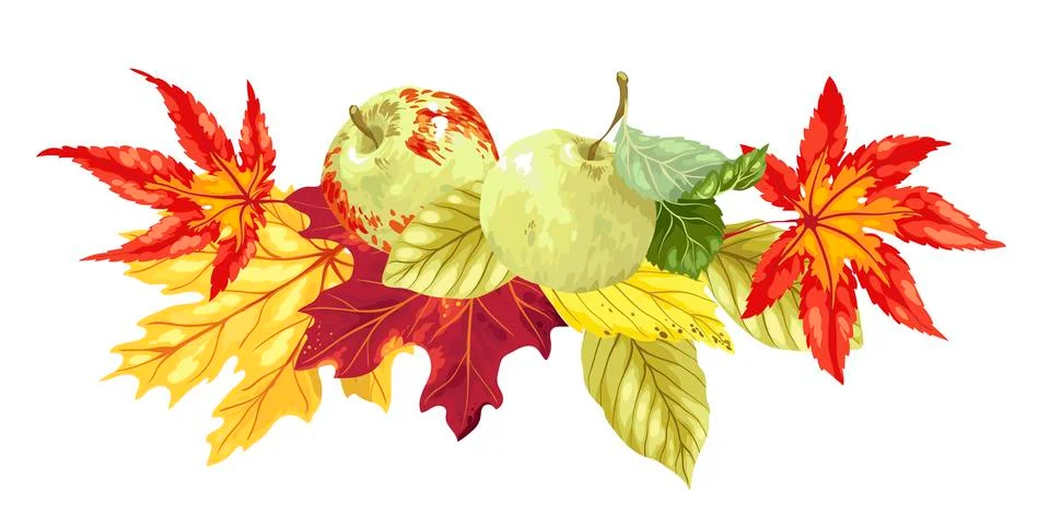 Vector decorative decor headline element with autumn bouquet Stock Illustration