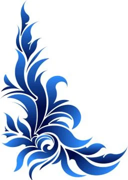 Vector decorative floral corner in blue tones. Stockillustratie